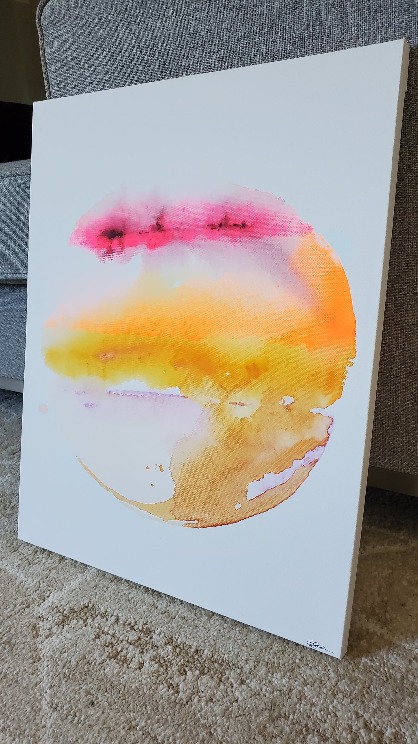 Original Watercolor Painting - Planet Orange 17x21