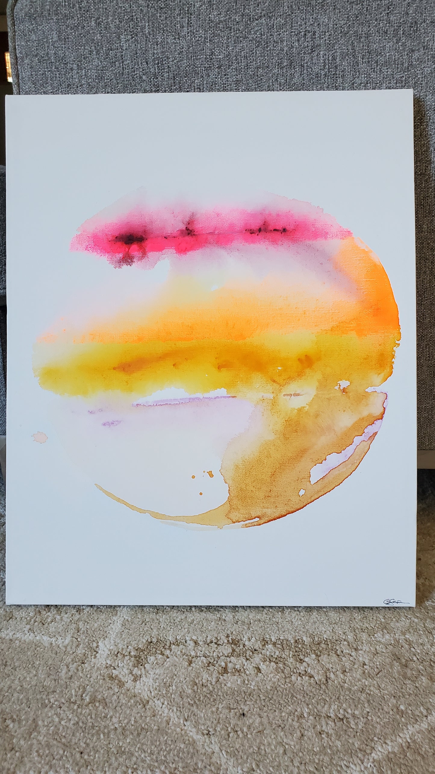 Original Watercolor Painting - Planet Orange 17x21