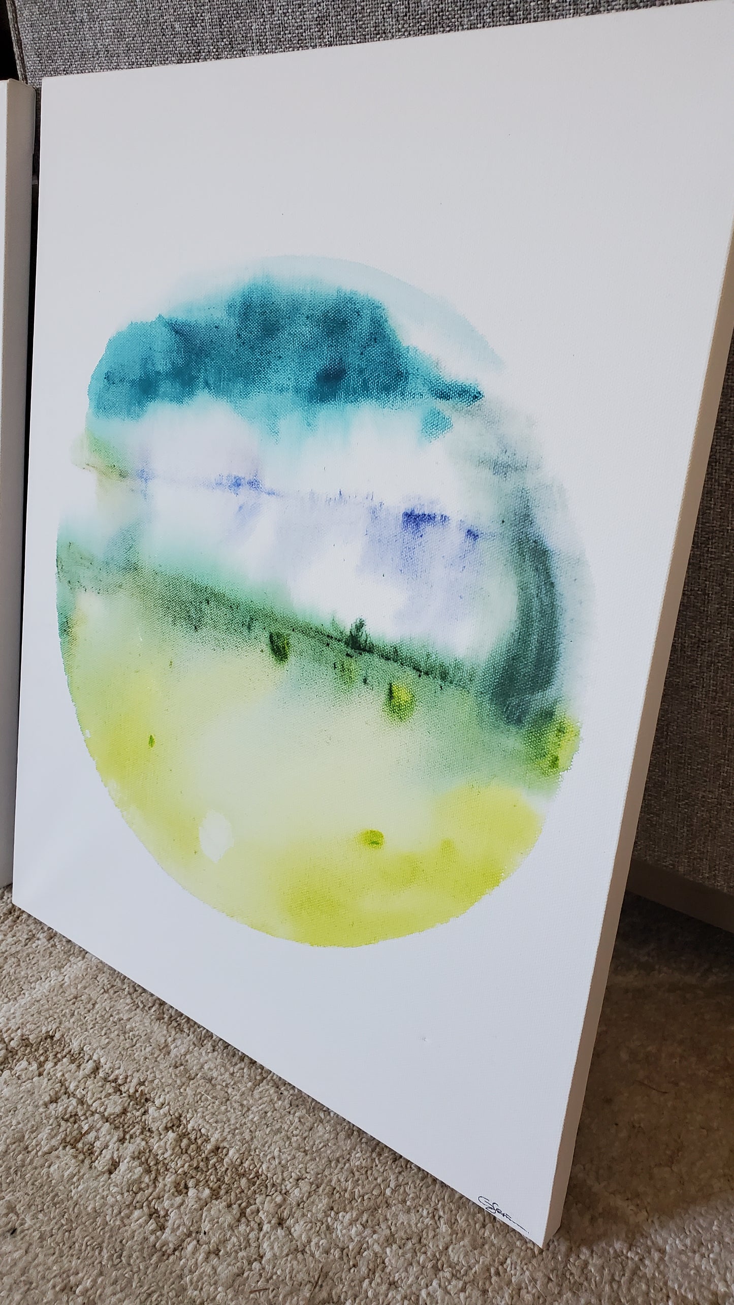 Original Watercolor Painting - Planet Green, 17x21