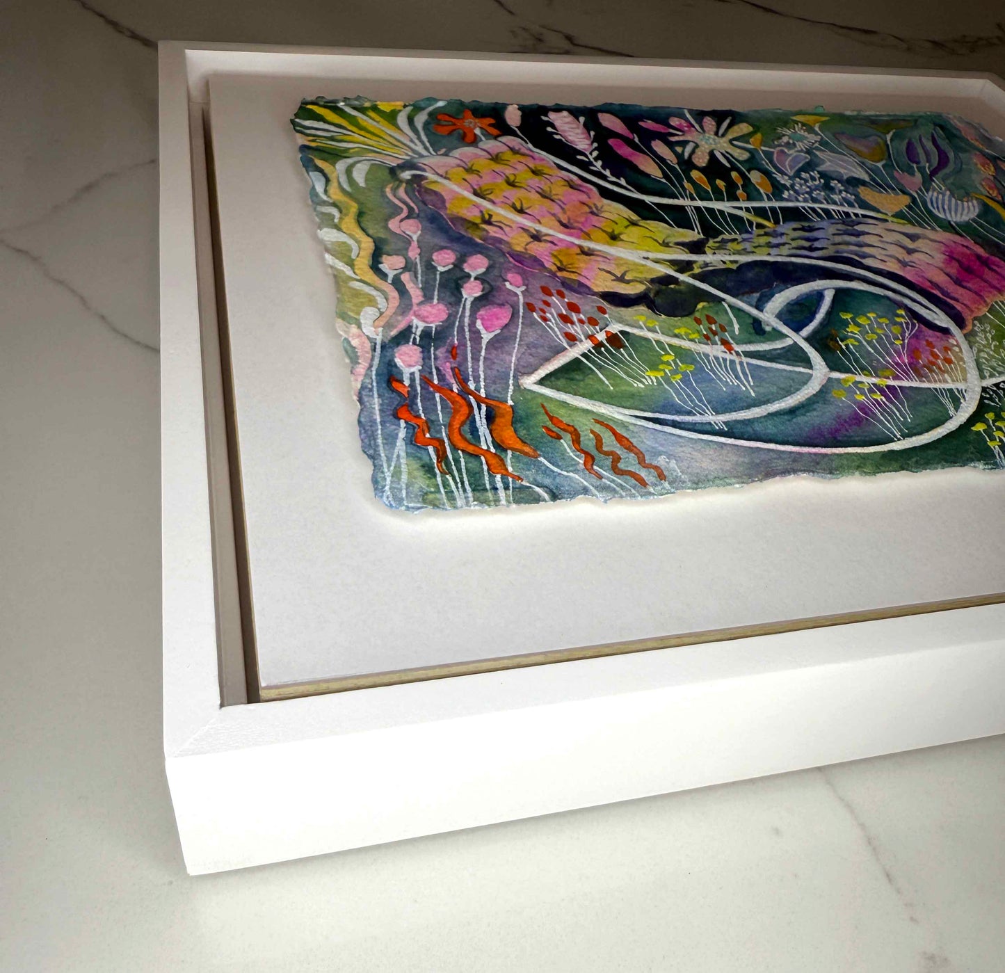 Framed Original Watercolor Painting - Chairy Blossom 1840