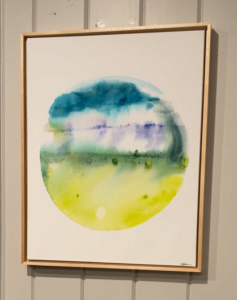 Original Watercolor Painting - Planet Green, 17x21