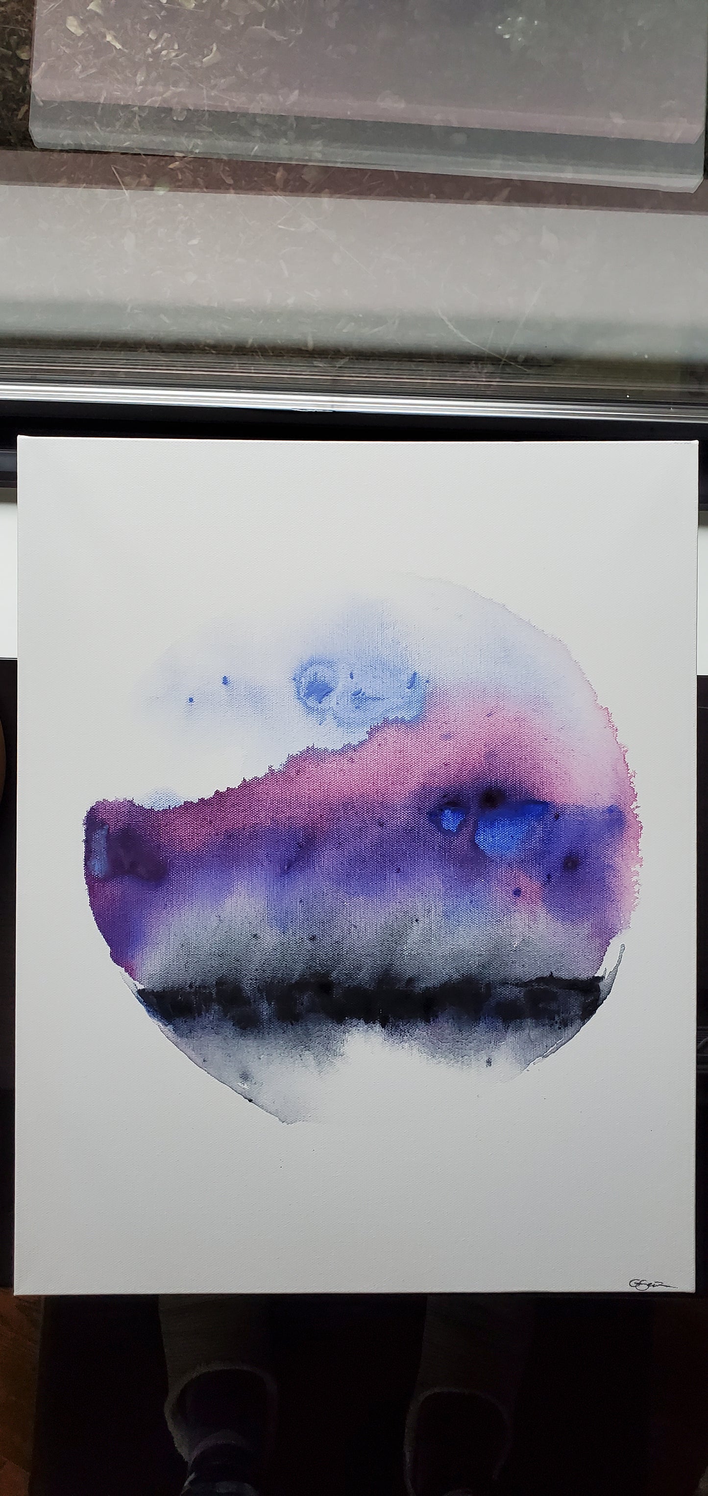 Original Watercolor Painting - Planet Purple 17x21