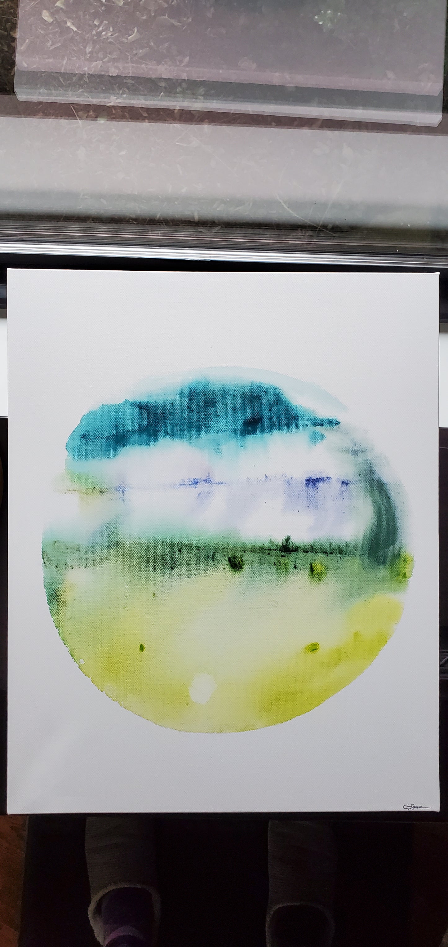 Original Watercolor Painting - Planet Green, 17x21