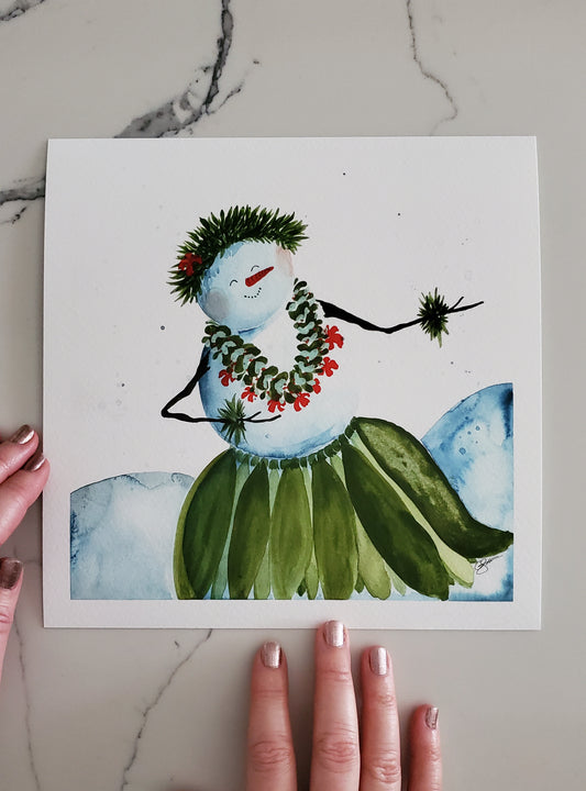 Hula Snowgirl Art Print