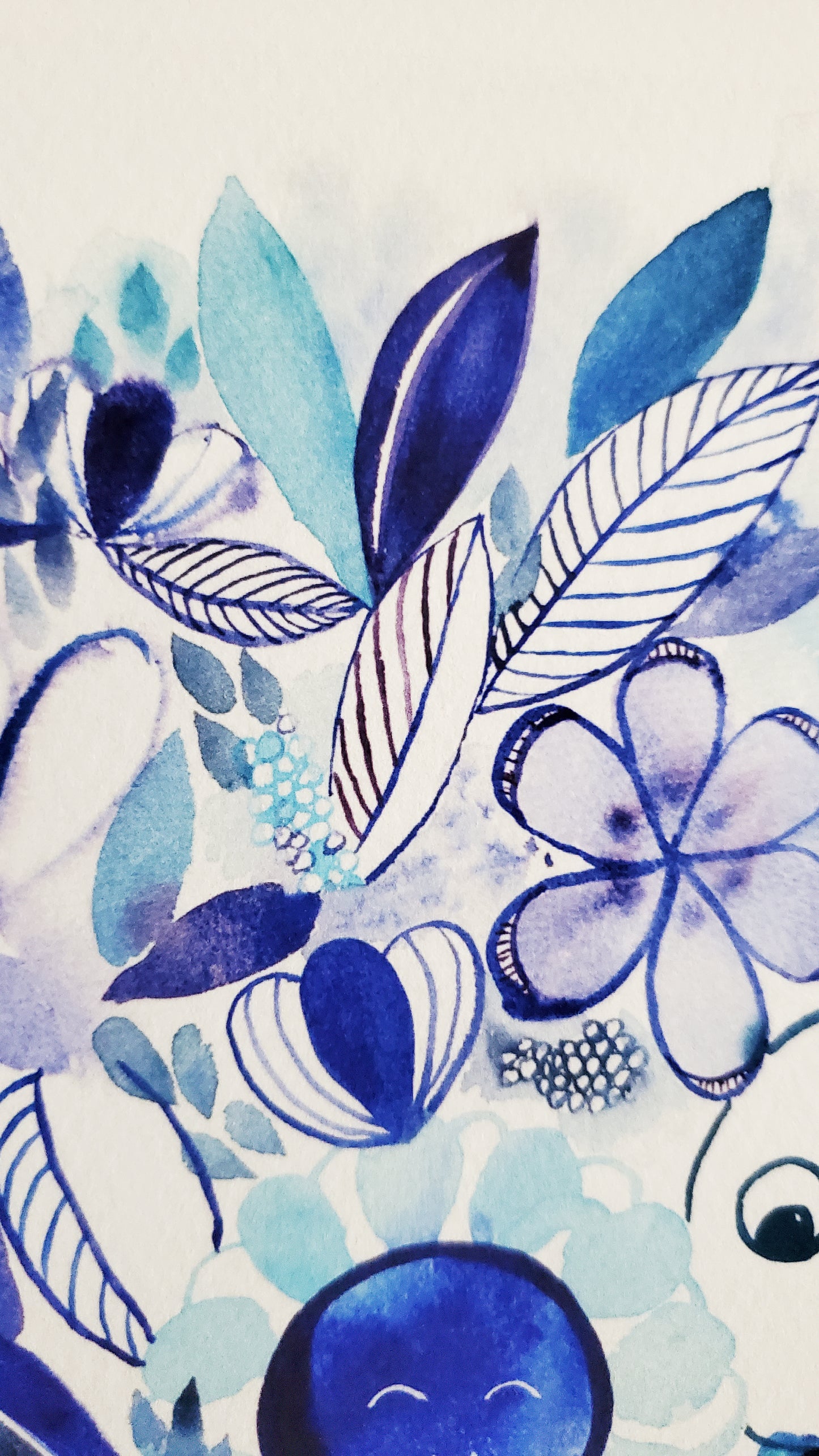 Blue Bubble Floral Print
