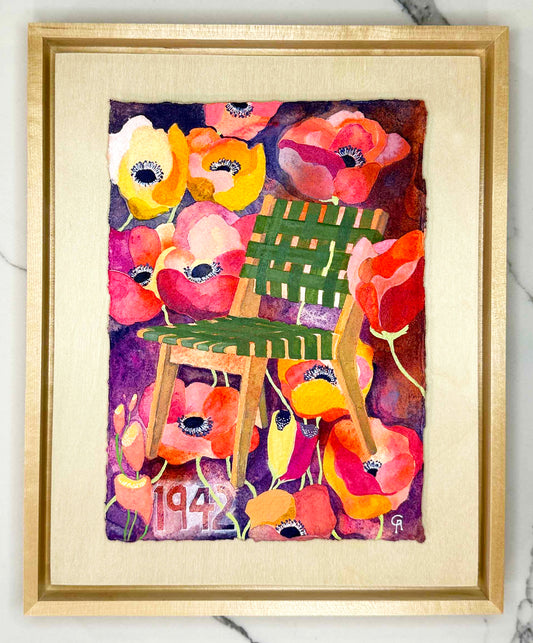 Framed Original Watercolor Painting - Chairy Blossom 1942